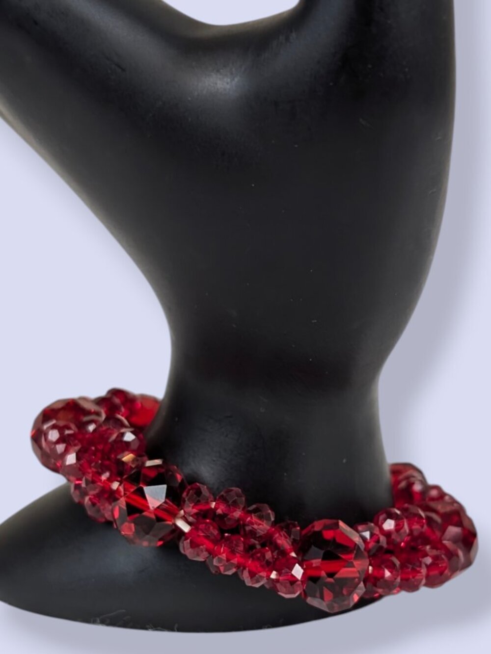 Red Faceted Crystal Stretch Bracelet